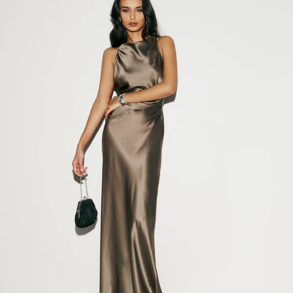 NWT Reformation Anaiis Silk Maxi Dress Size 0 Morel